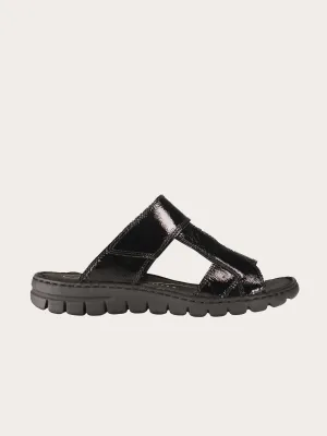 Josef Seibel Women Slider Sandals in Black Leather