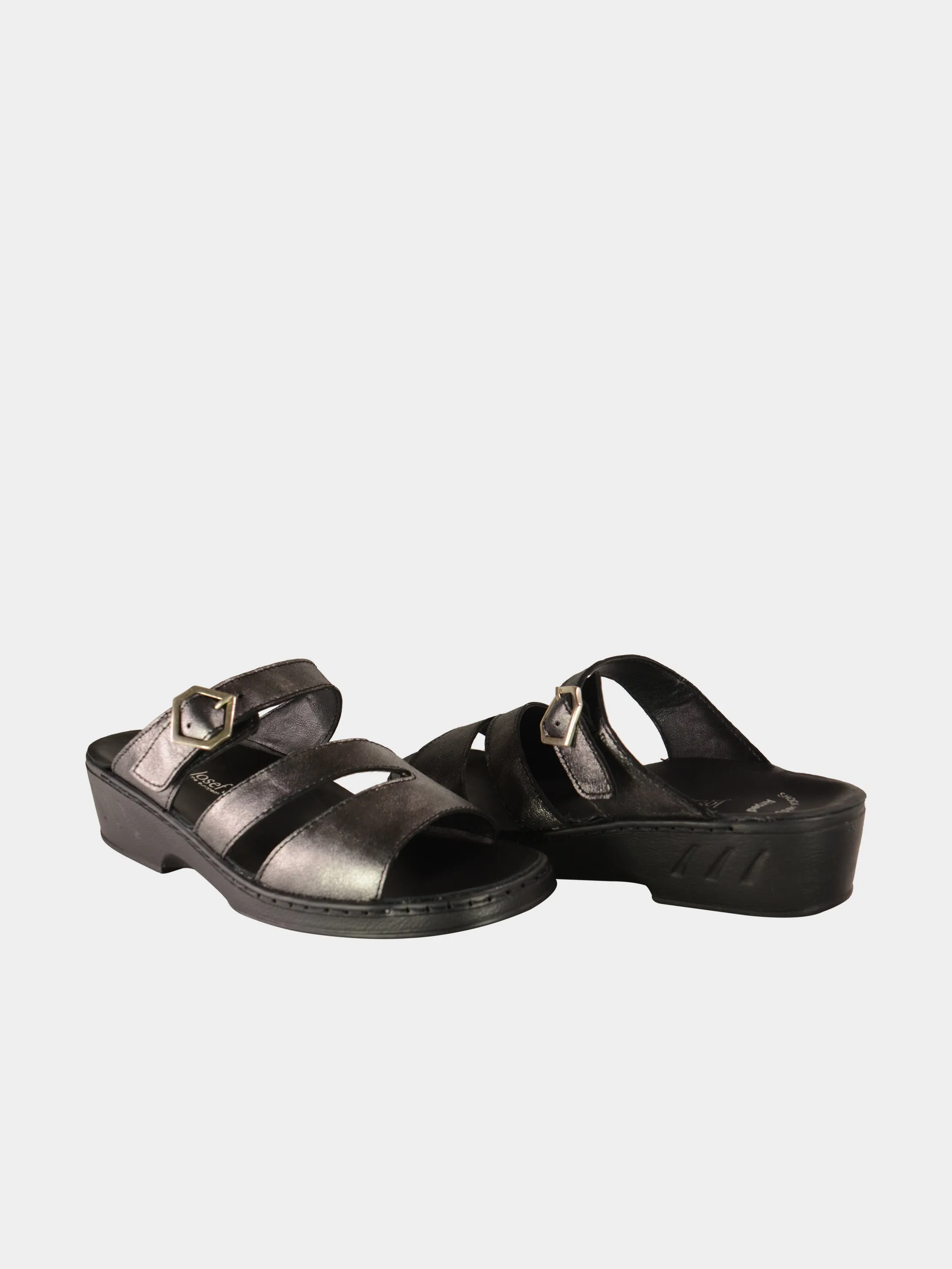 Josef Seibel Women Slider Sandals in Grey Leather