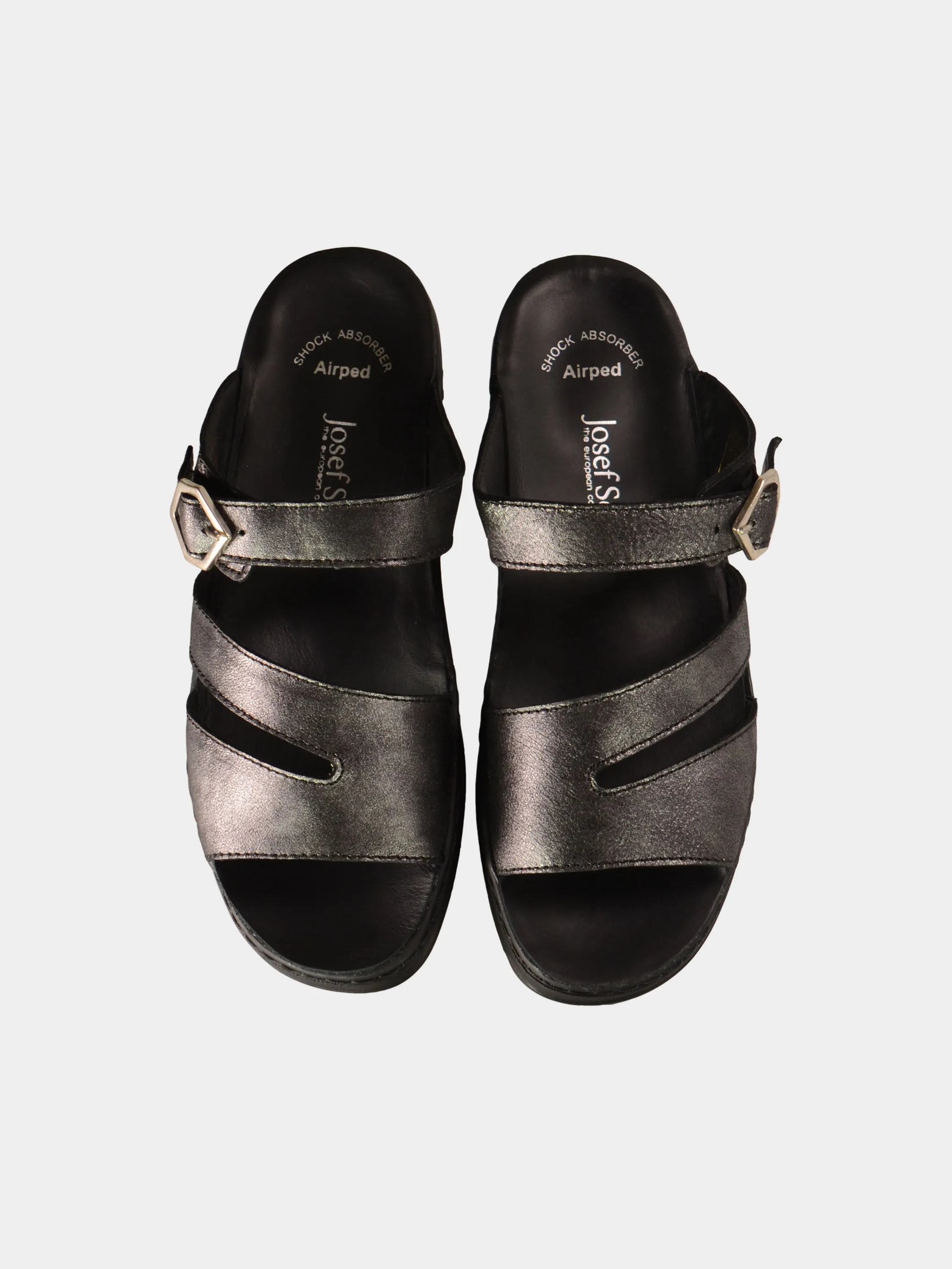 Josef Seibel Women Slider Sandals in Grey Leather