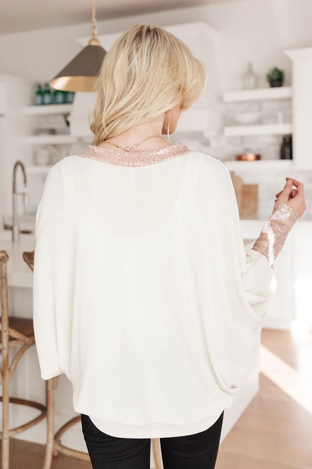 Just Enough Glam Sweater In Ivory