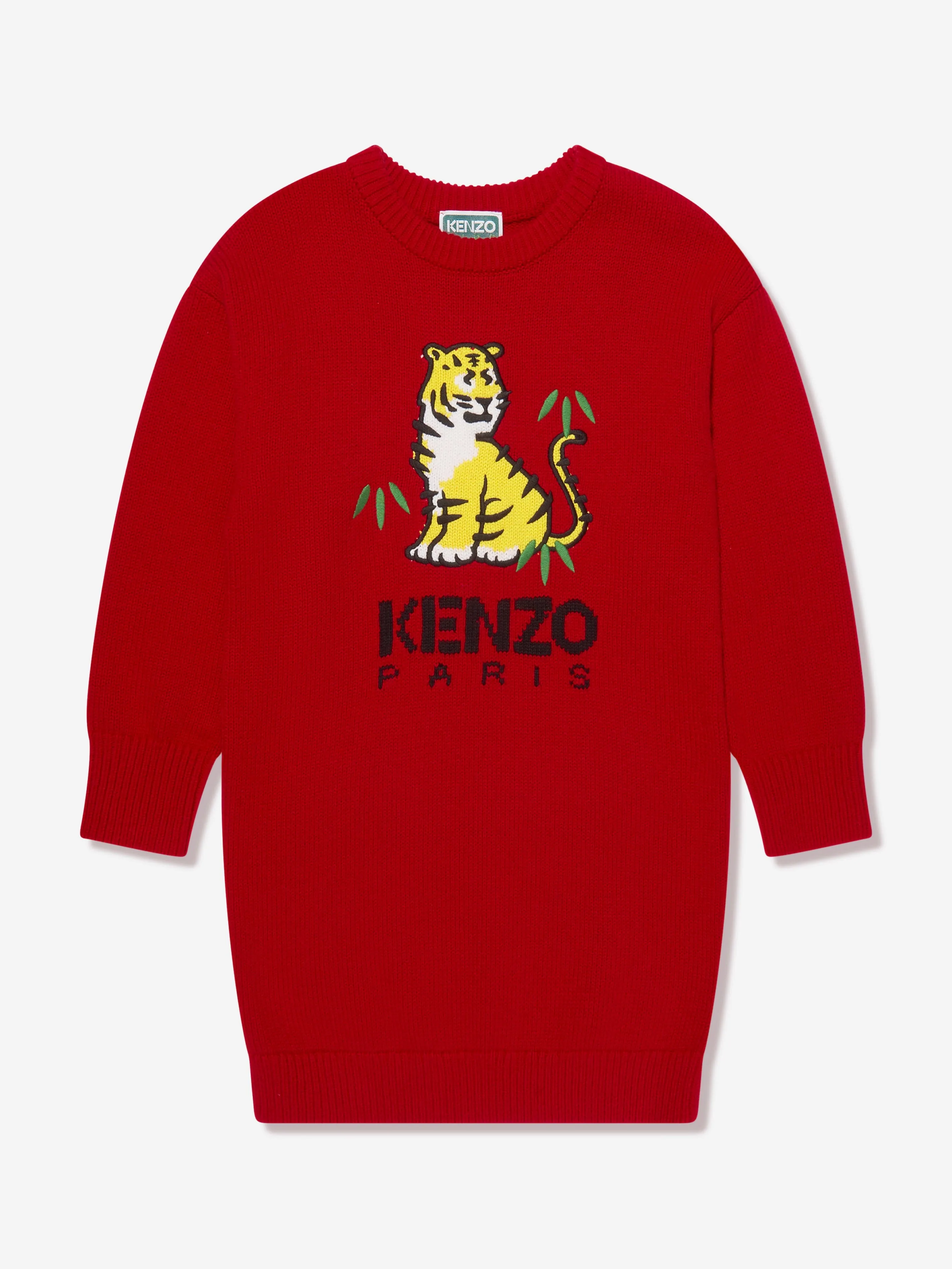 KENZO Girls Knitted Kotora Dress in Red