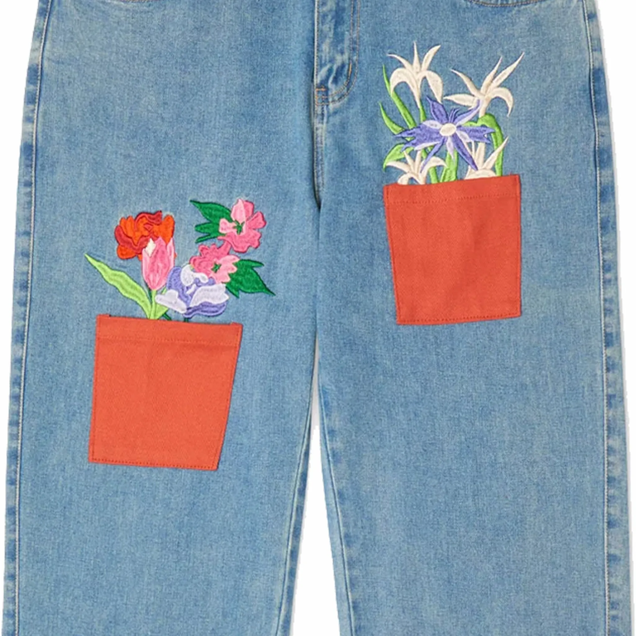 KidSuper Studios All Over Flower Pots Denim Jeans (Blue)