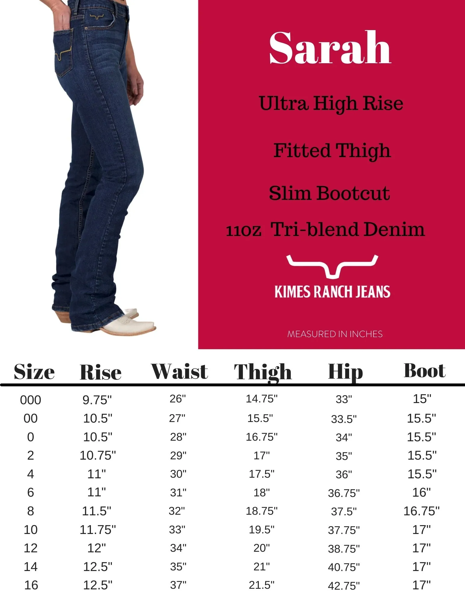 Kimes Ranch USA Ladies Sarah Blue Jeans - 32", 34", 36" Leg - Blue