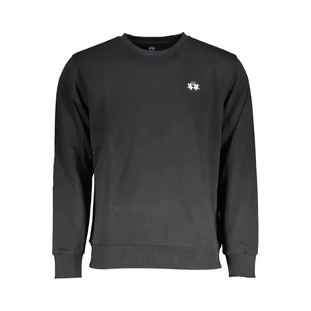 La Martina Black Cotton Men Sweater