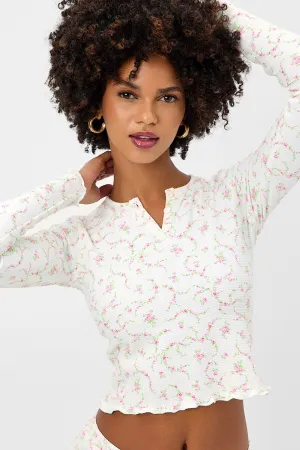 Lake Waffle Long Sleeve Top - Day Lily