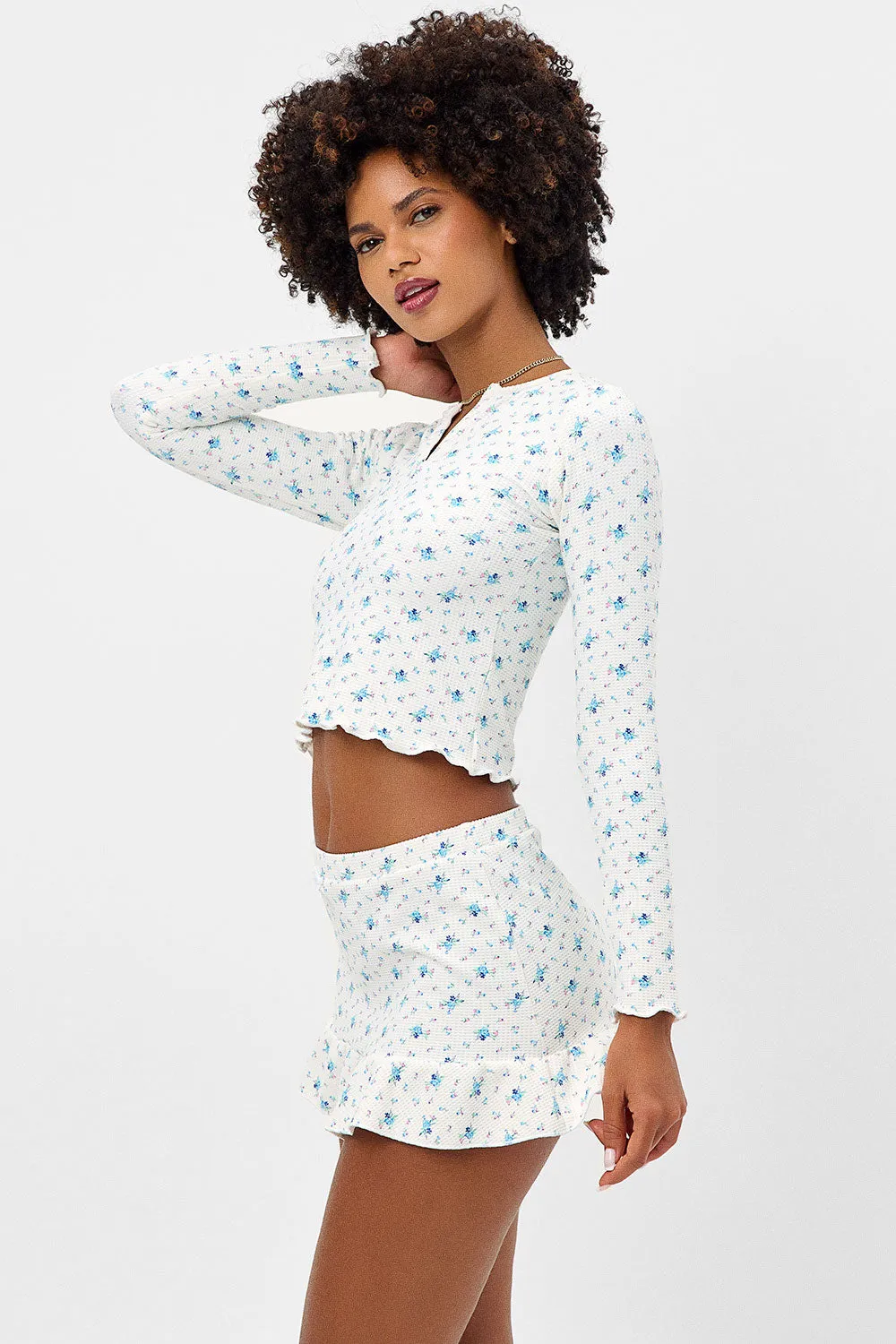 Lake Waffle Long Sleeve Top - Night Lily