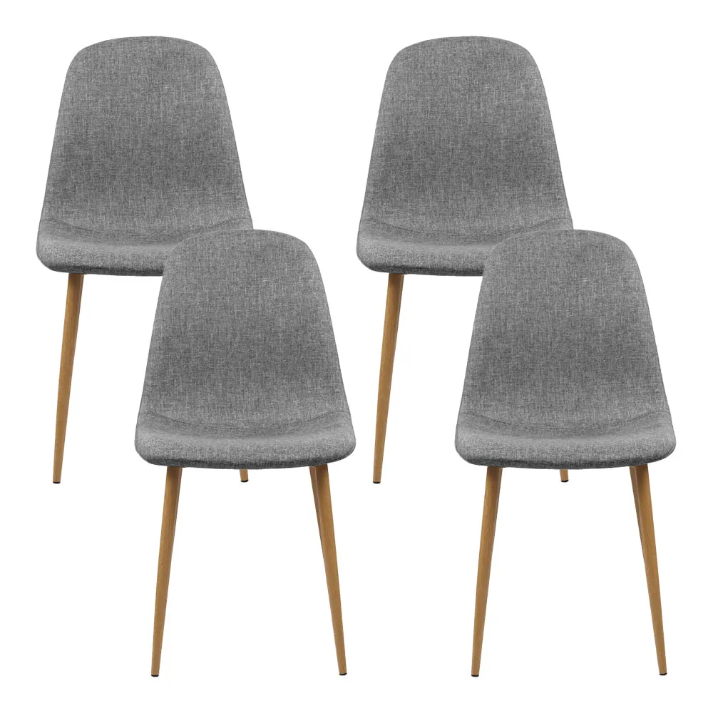 Light Grey Linen Dining Chairs Set of 4, 150kg Capacity - Artiss