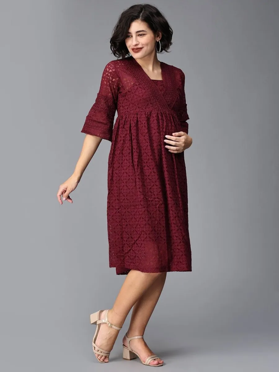 Little Lovely Lace Maternity Midi Dress