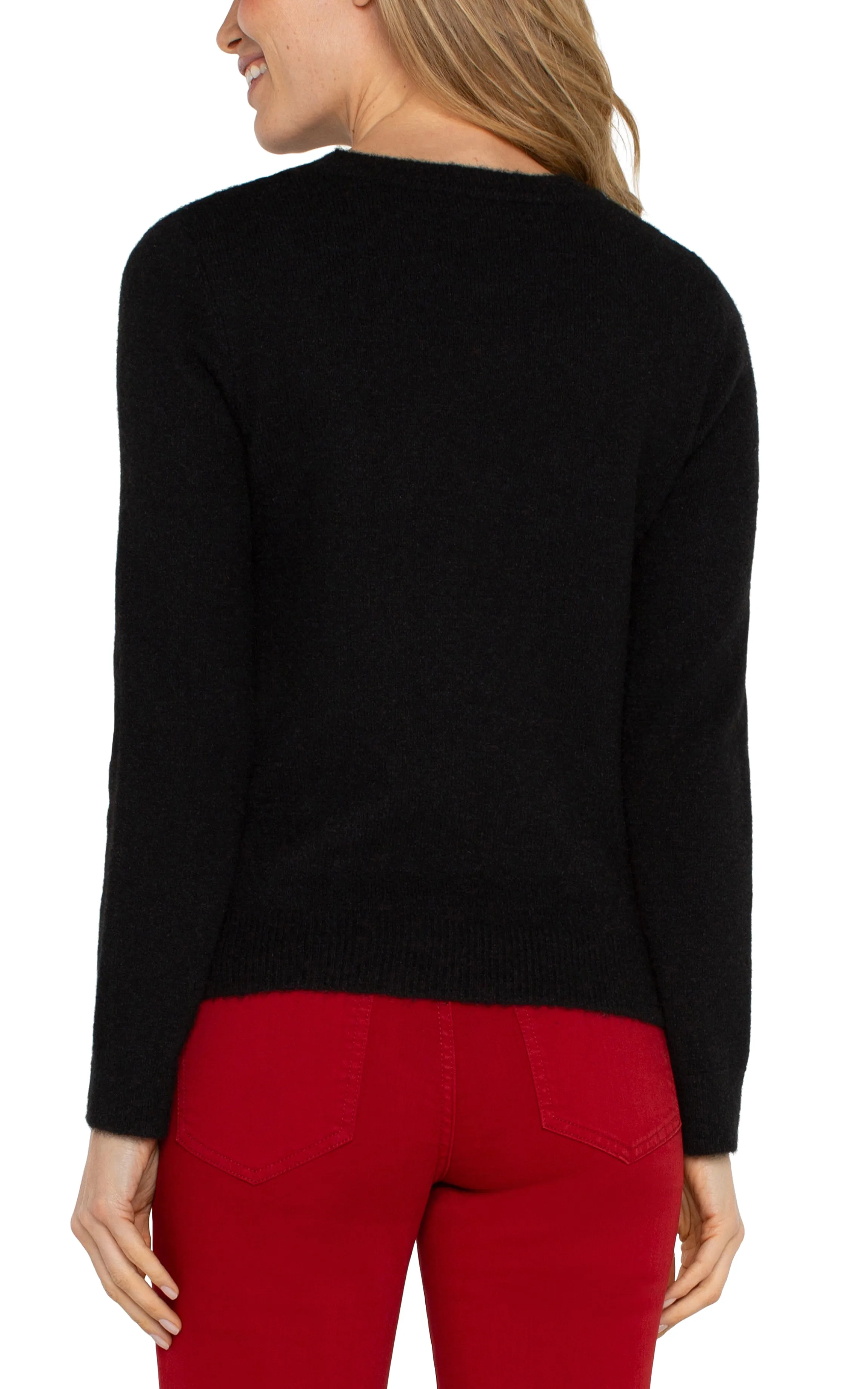 Liverpool Long Sleeve Cut Out Bow Neck Sweater (Black)