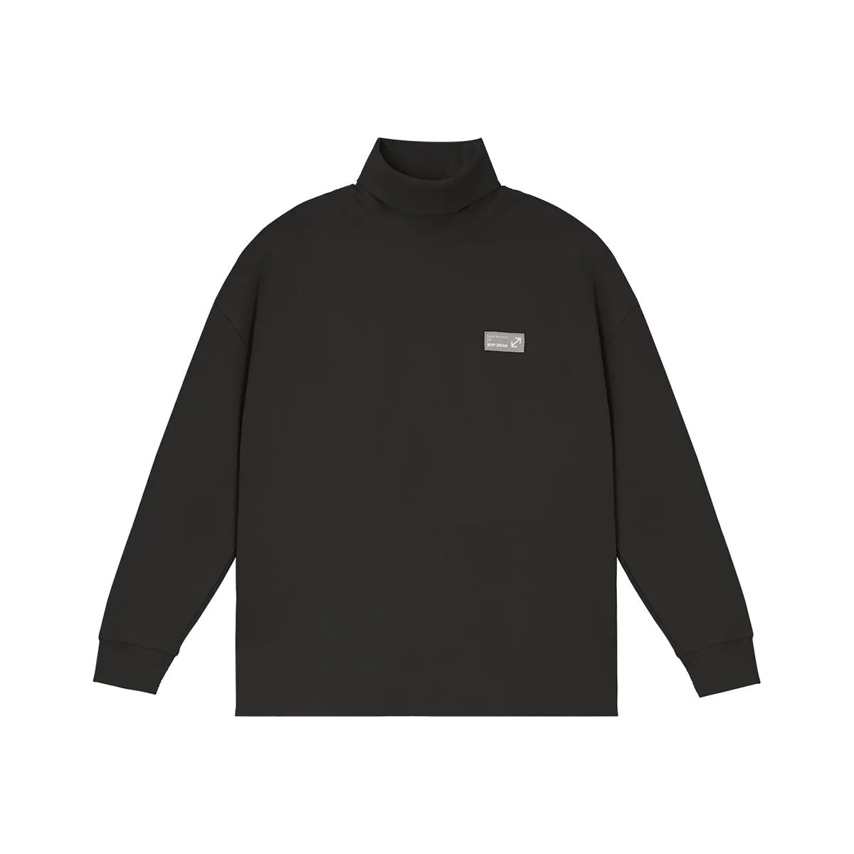 Logo Patch Relaxed Fit Roll Neck Black Sweater