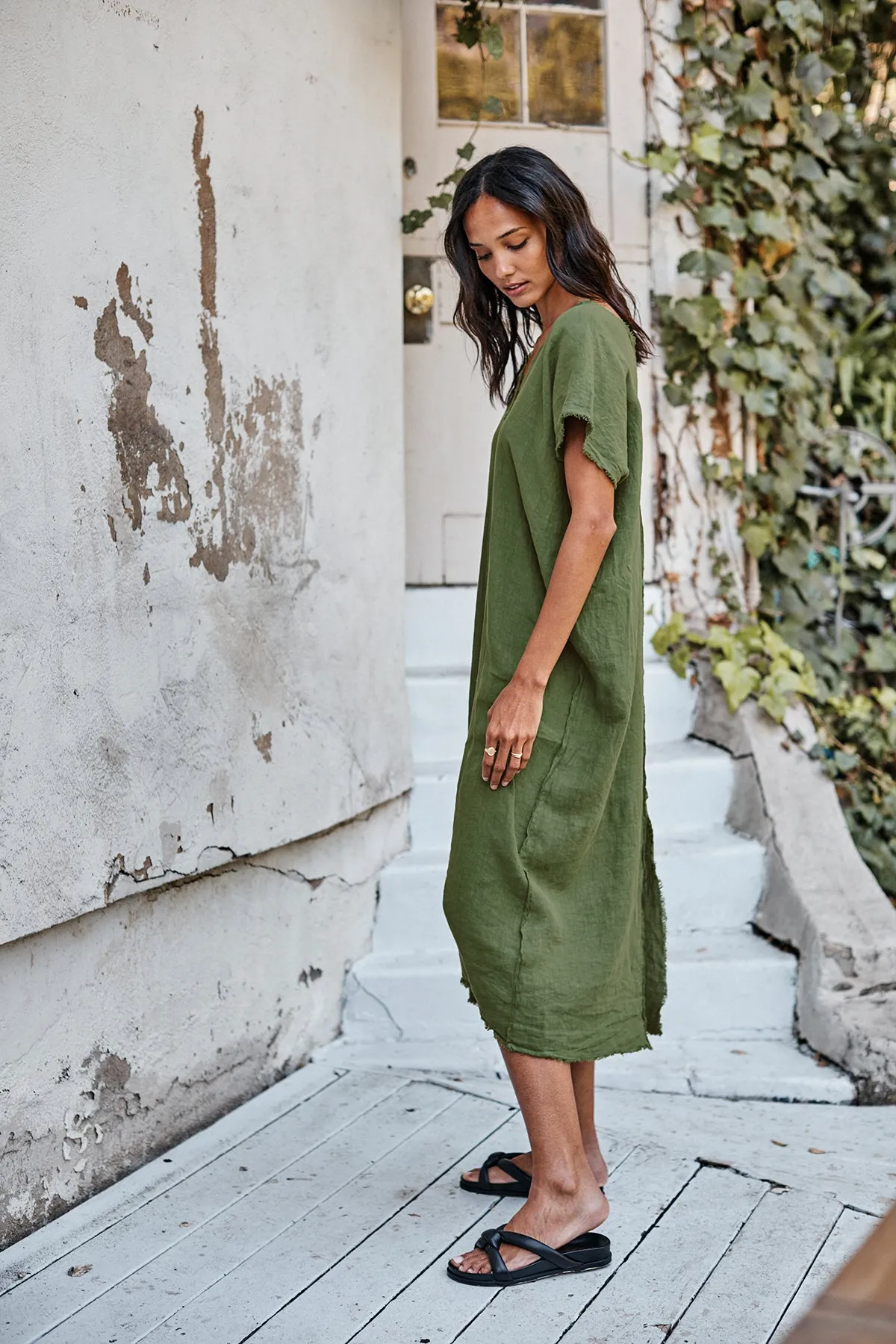 LONDON LINEN CAFTAN DRESS