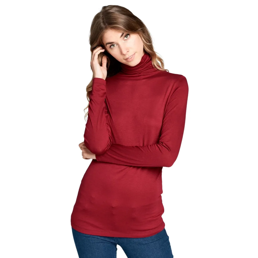 Long Sleeve Turtleneck Sweater - Burgundy