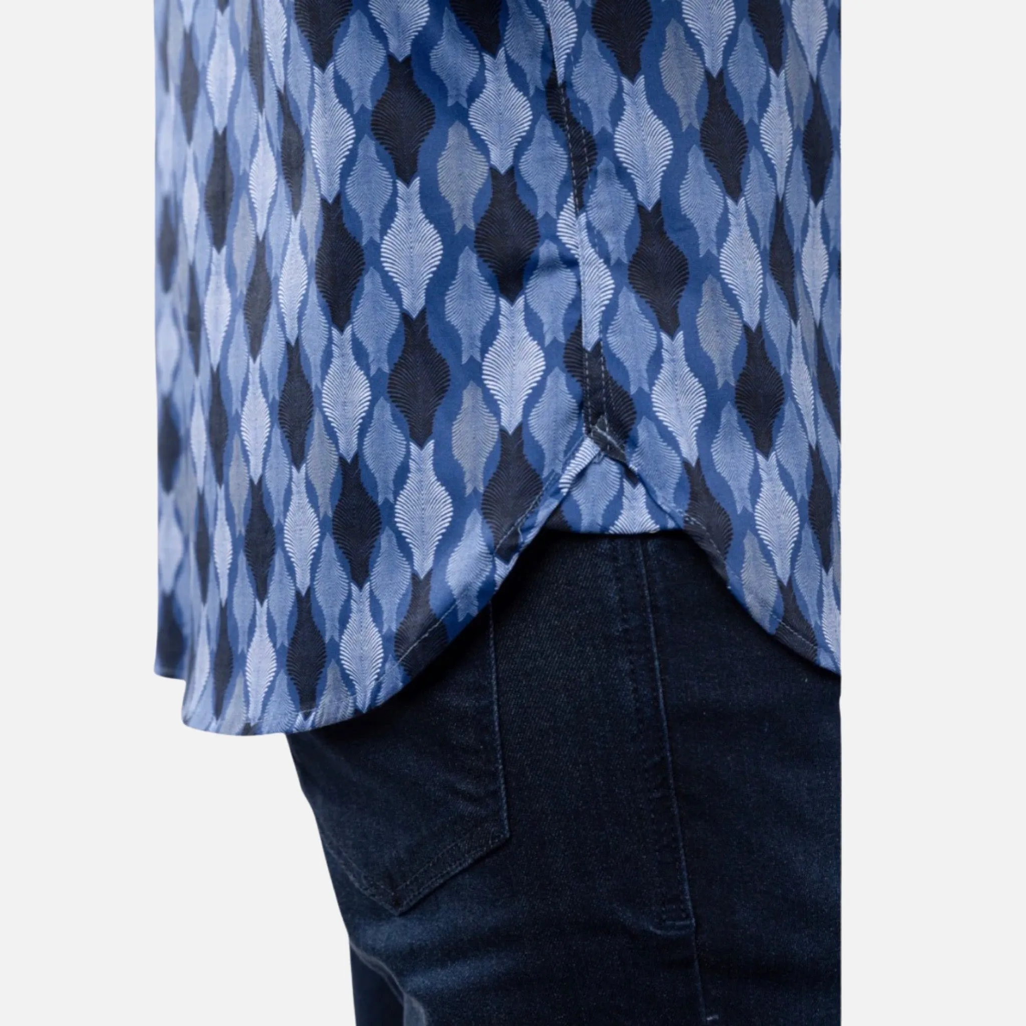 Luchiano Visconti 4997 Blue Daggered Swirl Shirt - Italian Craftsmanship, Turkish Elegance