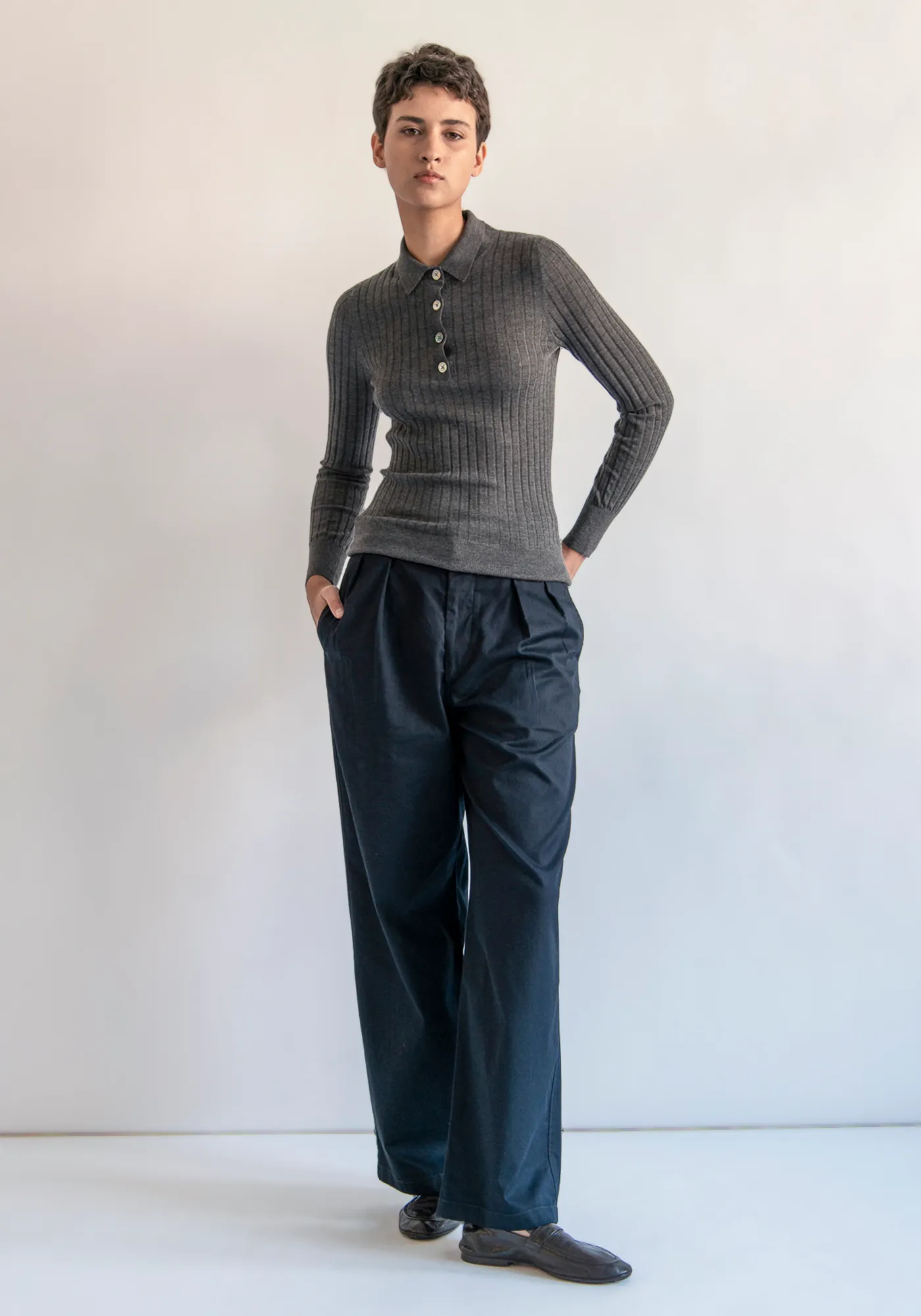 Luna Superfine Cashmere Polo Top