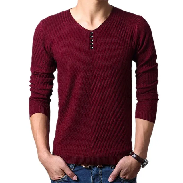 M-4XL Winter Henley Neck Sweater Men Cashmere Pullover Christmas Sweater Mens Knitted Sweaters Pull Homme Jersey Hombre 2019