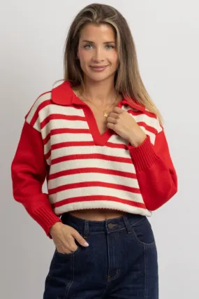 MALIBU RED STRIPED SWEATER