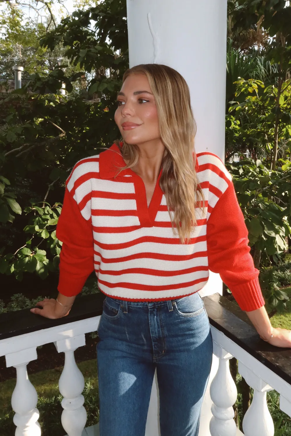 MALIBU RED STRIPED SWEATER