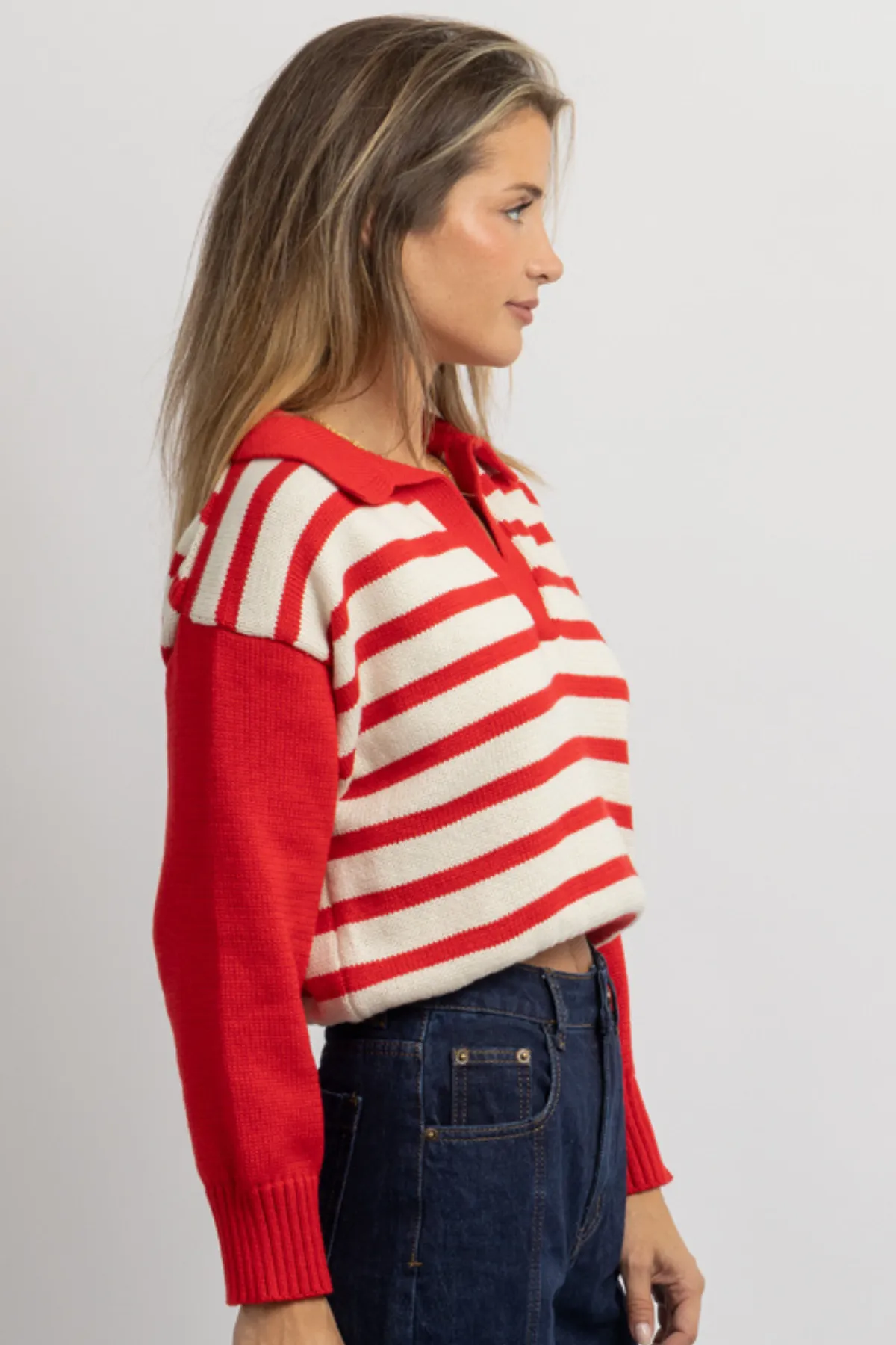 MALIBU RED STRIPED SWEATER