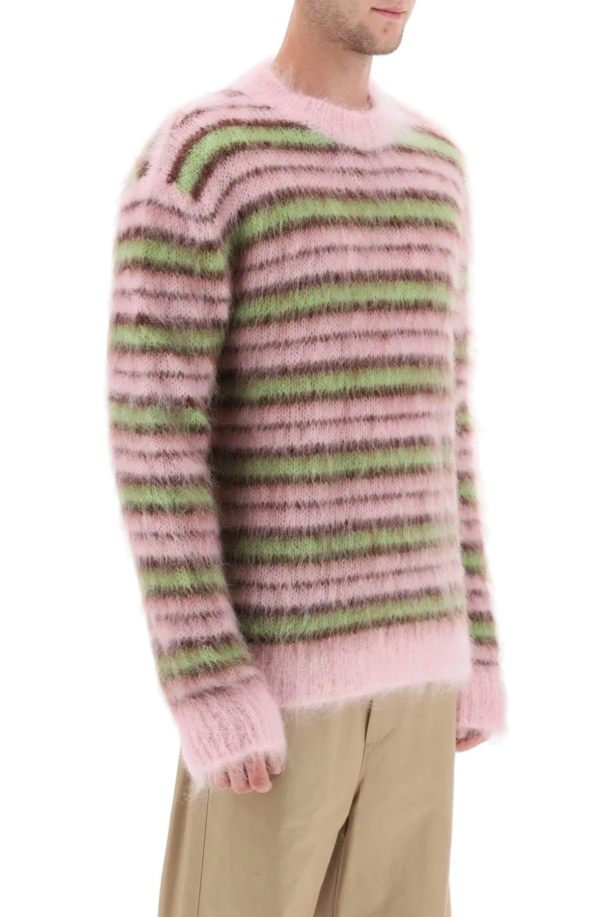 Marni sweater in brushed mohair with striped motif