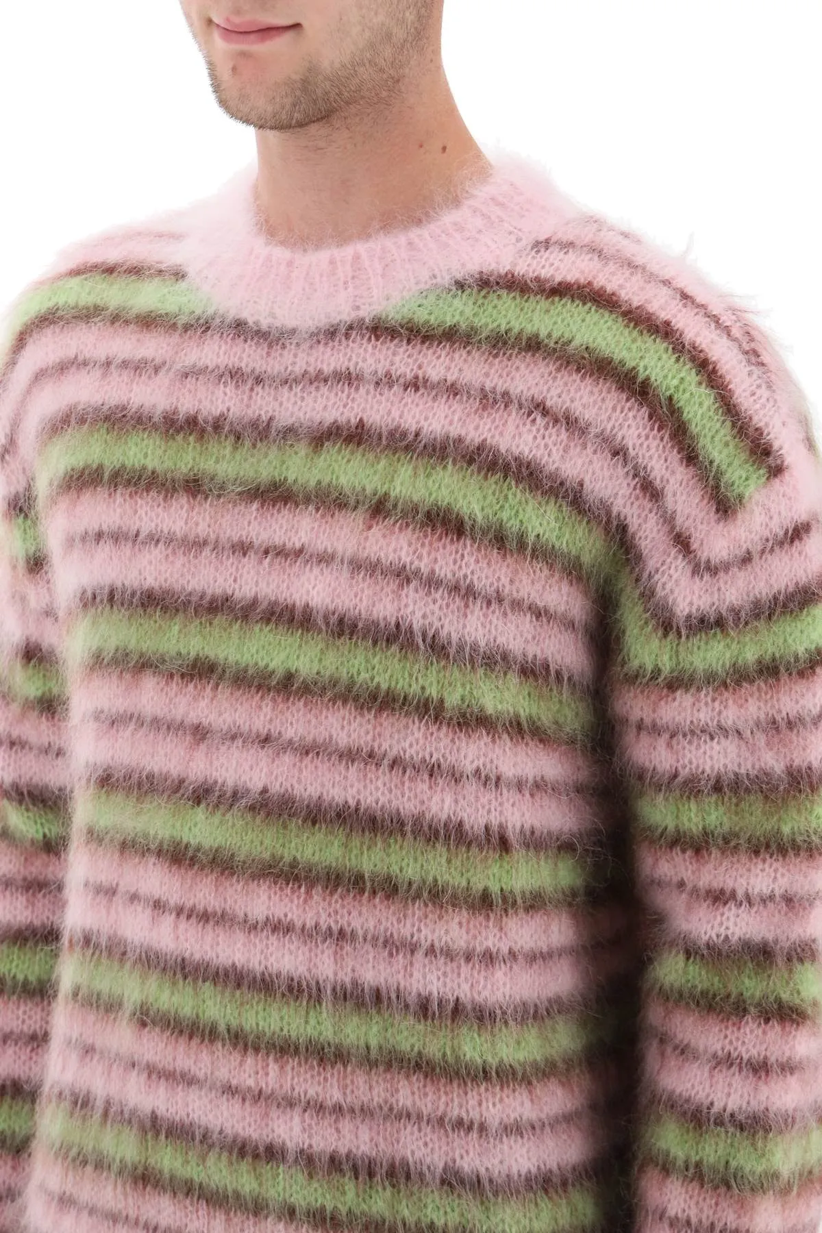 Marni sweater in brushed mohair with striped motif