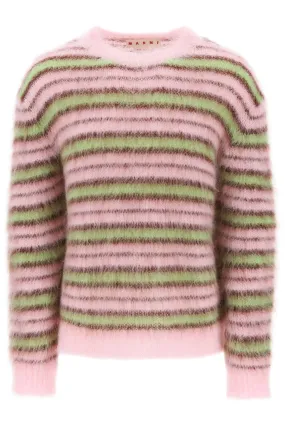 Marni sweater in brushed mohair with striped motif