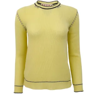 Marni Yellow Cashmere Sweater with Black Trim