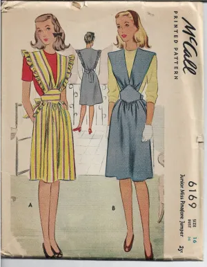 McCall 6169 Junior Miss Jumper Dress Pinafore Vintage Sewing Pattern 1940s