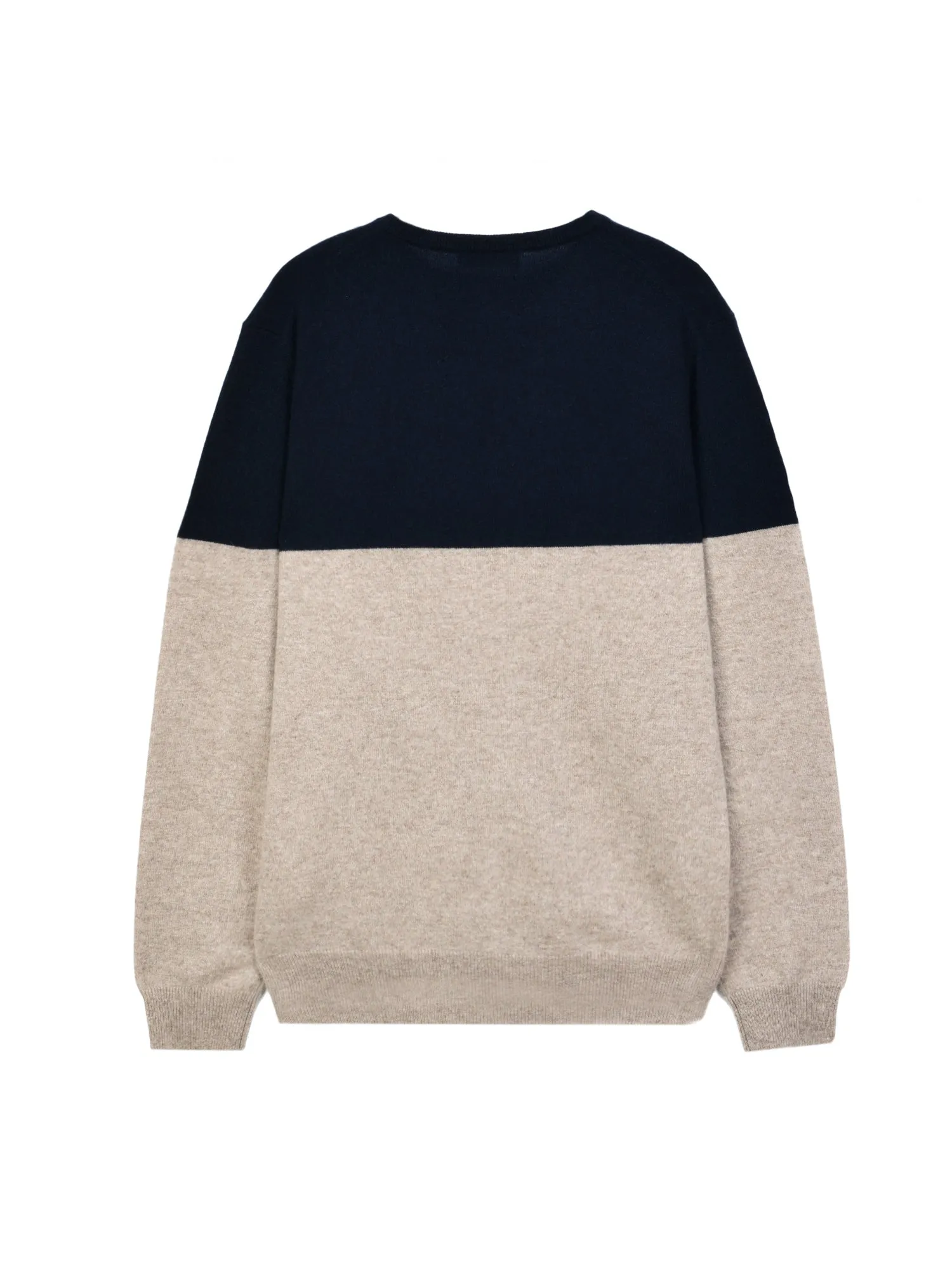 Men Crew Neck Sweater_CB_Dark Navy/Beige