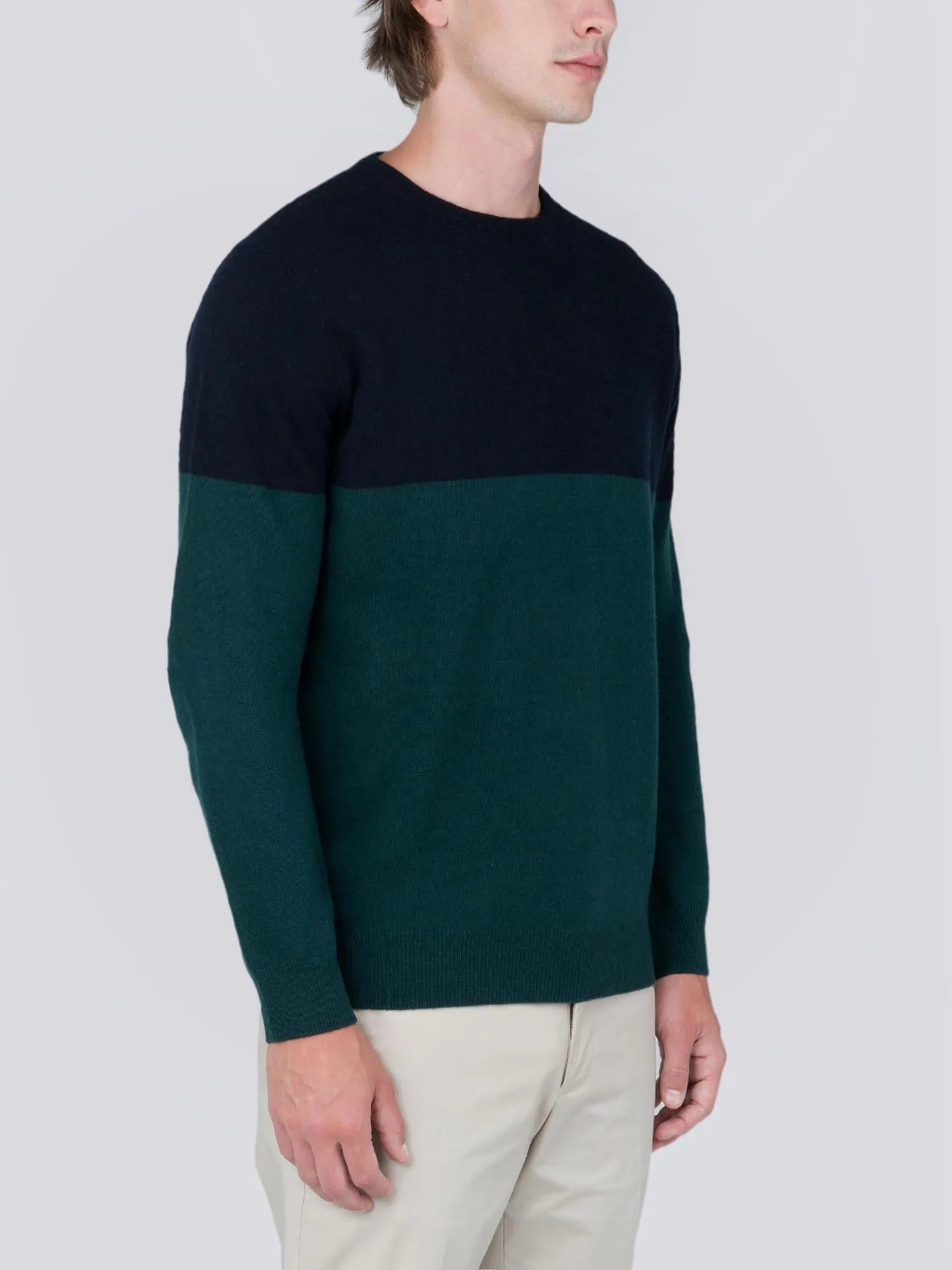 Men Crew Neck Sweater_CB_Dark Navy/Deep Green