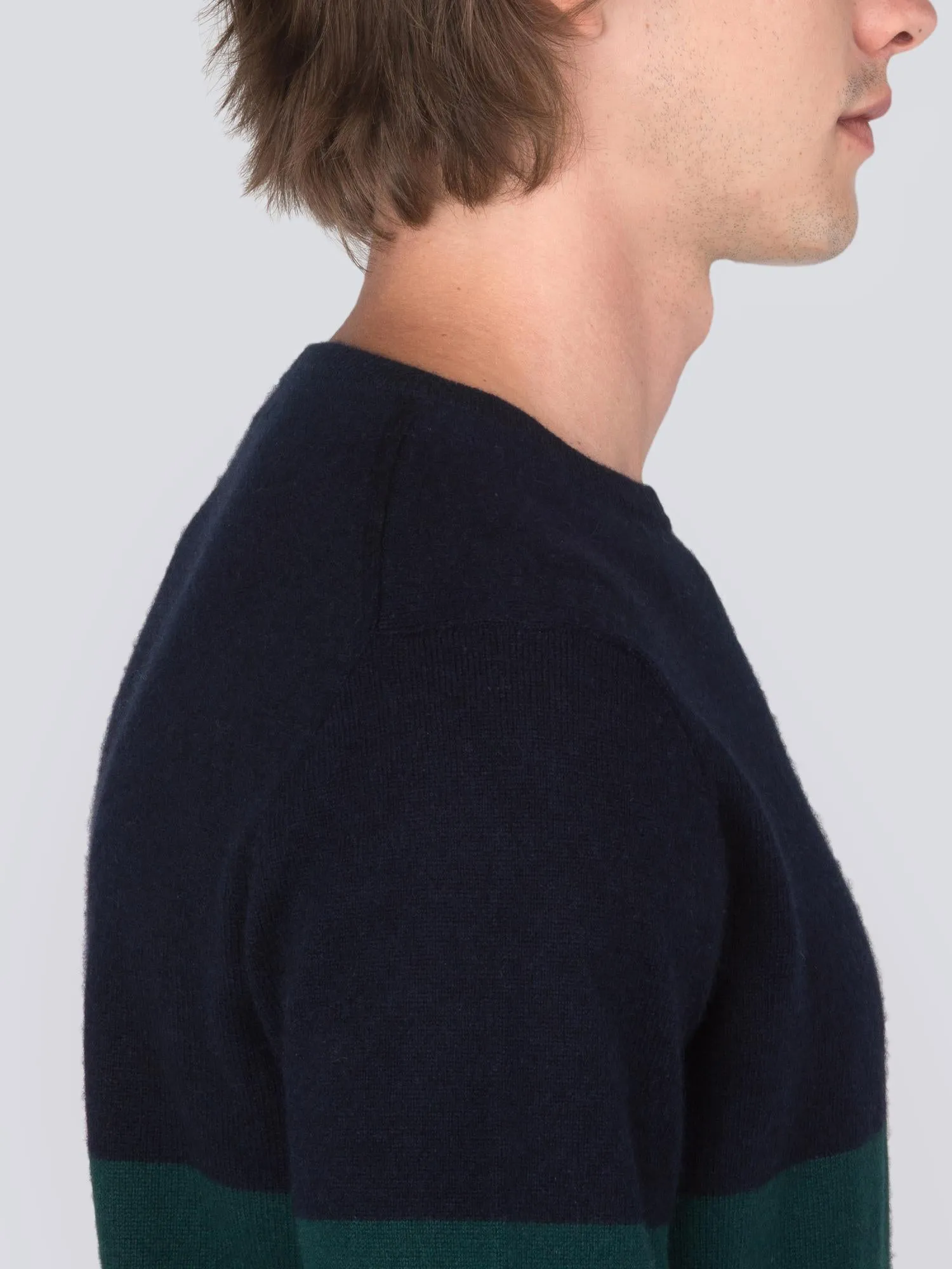 Men Crew Neck Sweater_CB_Dark Navy/Deep Green