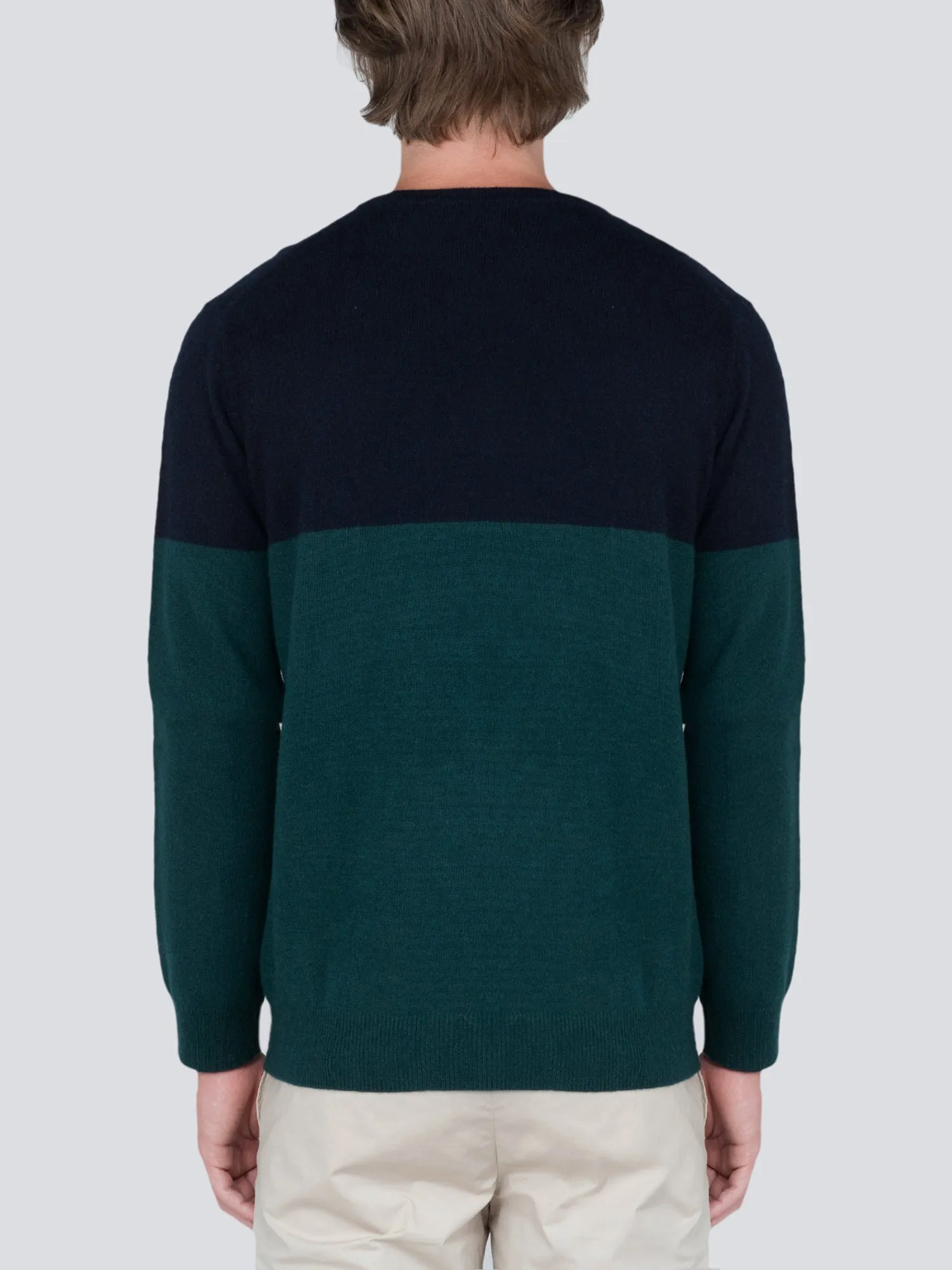 Men Crew Neck Sweater_CB_Dark Navy/Deep Green