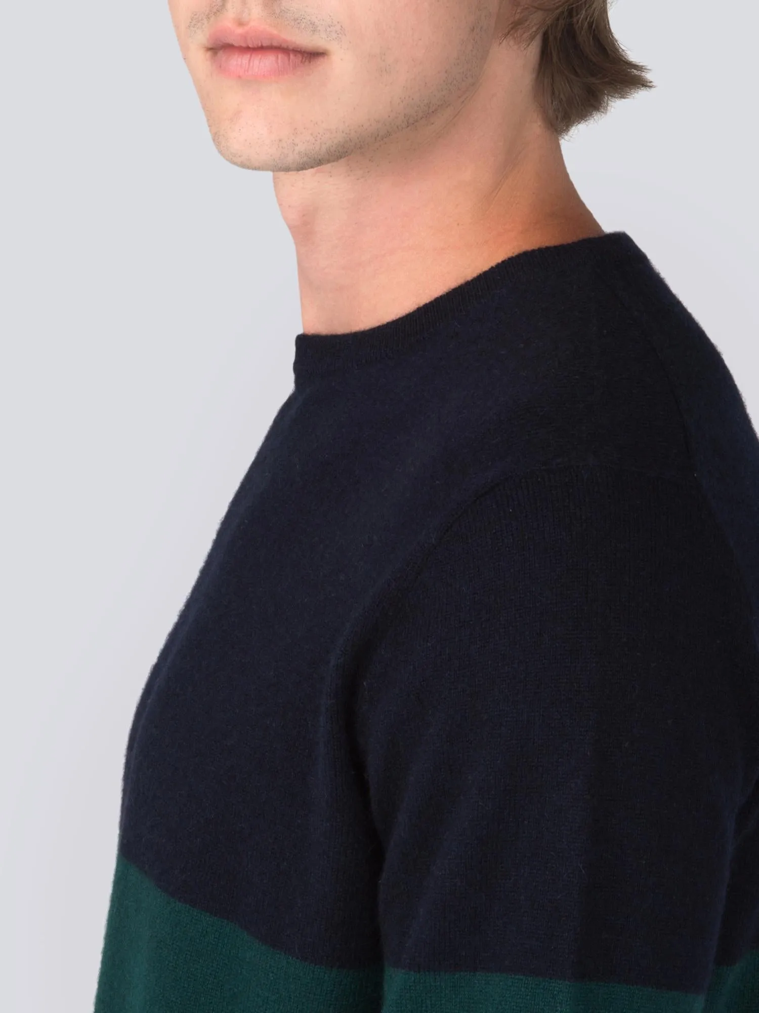 Men Crew Neck Sweater_CB_Dark Navy/Deep Green