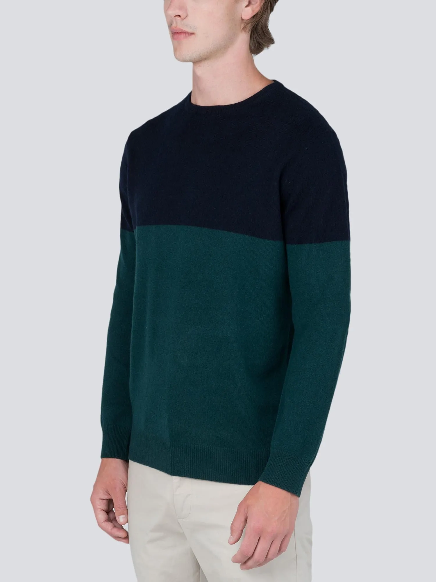 Men Crew Neck Sweater_CB_Dark Navy/Deep Green