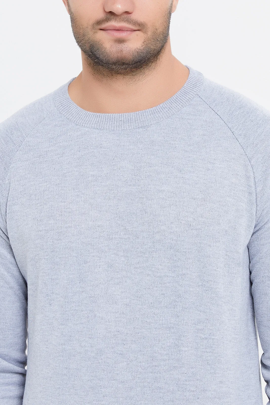 Men Grey Plain Sweater