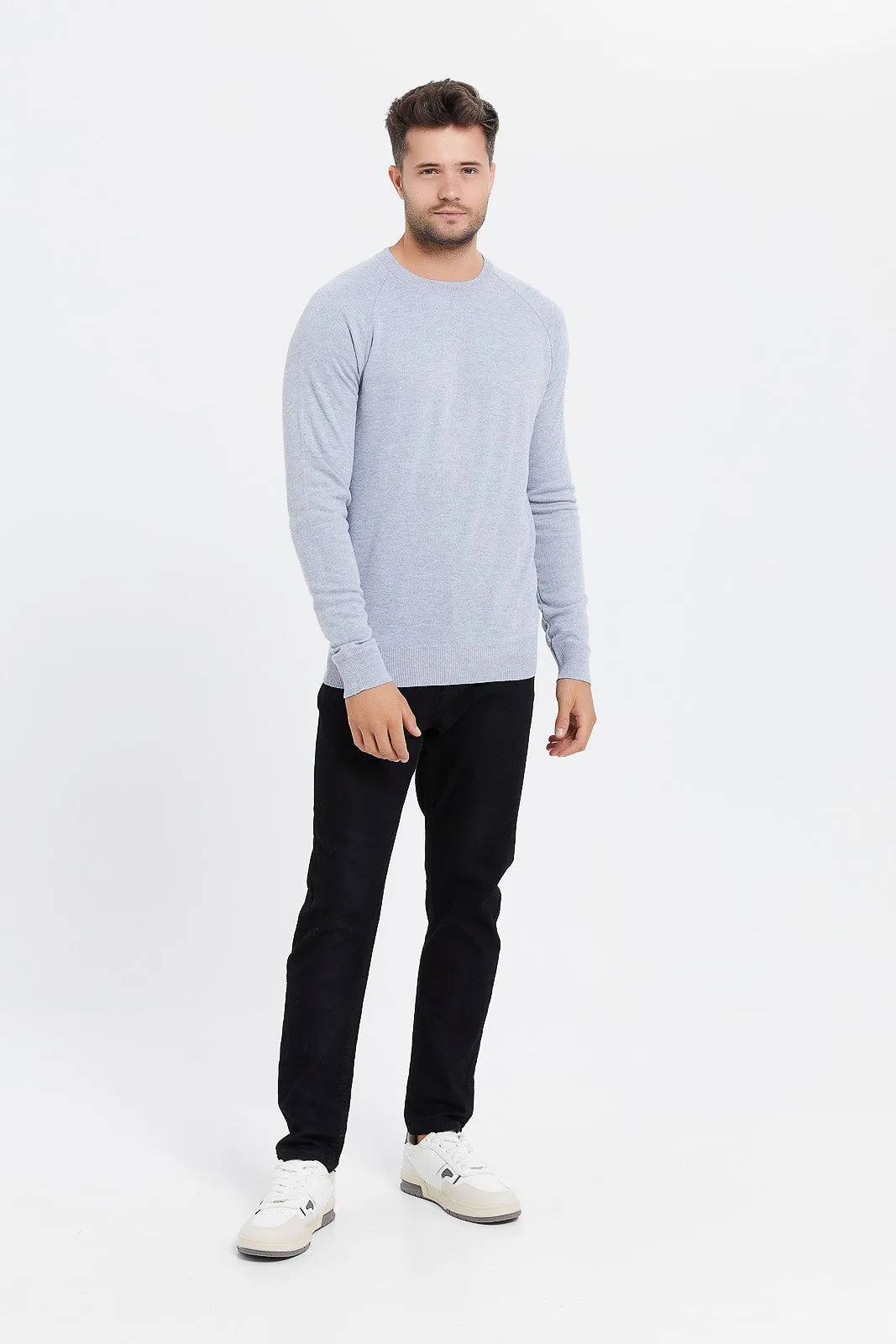 Men Grey Plain Sweater