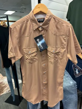 Men's Tan Short Sleeve Pearl Snap