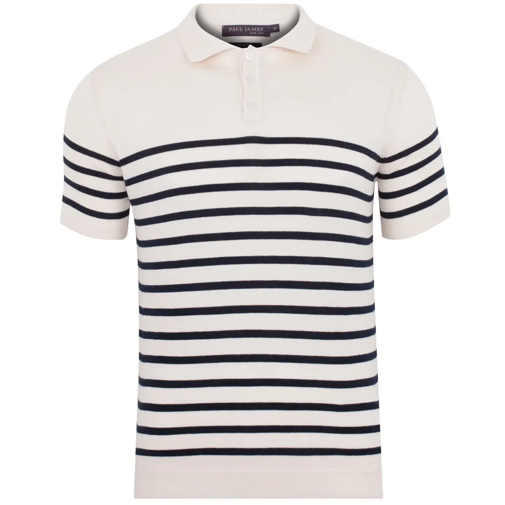 Mens Ultra Fine Cotton Breton Short Sleeve Polo Shirt