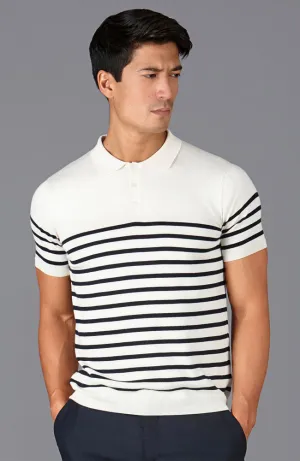 Mens Ultra Fine Cotton Breton Short Sleeve Polo Shirt