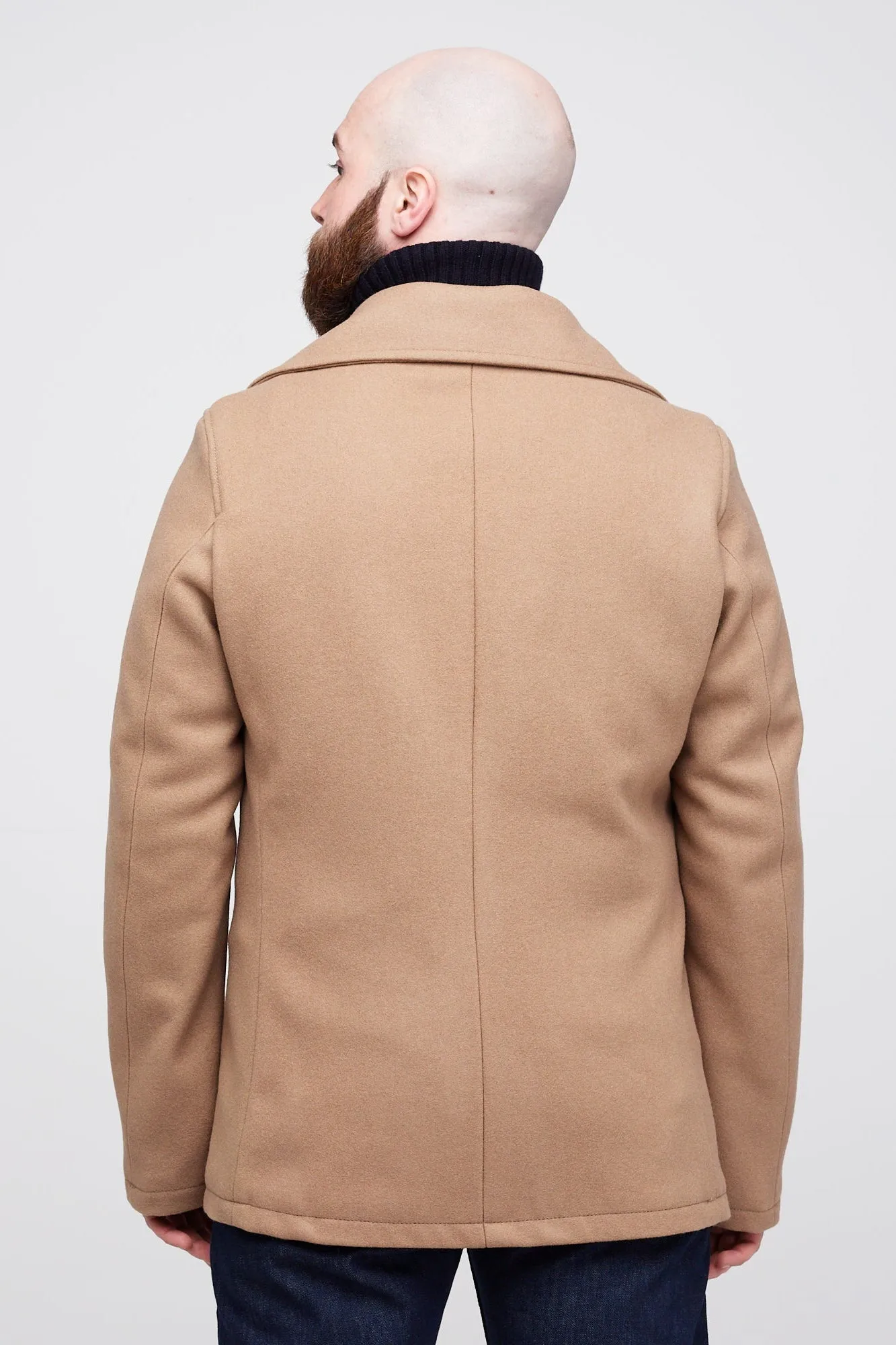 Men's Wool Peacoat - Camel