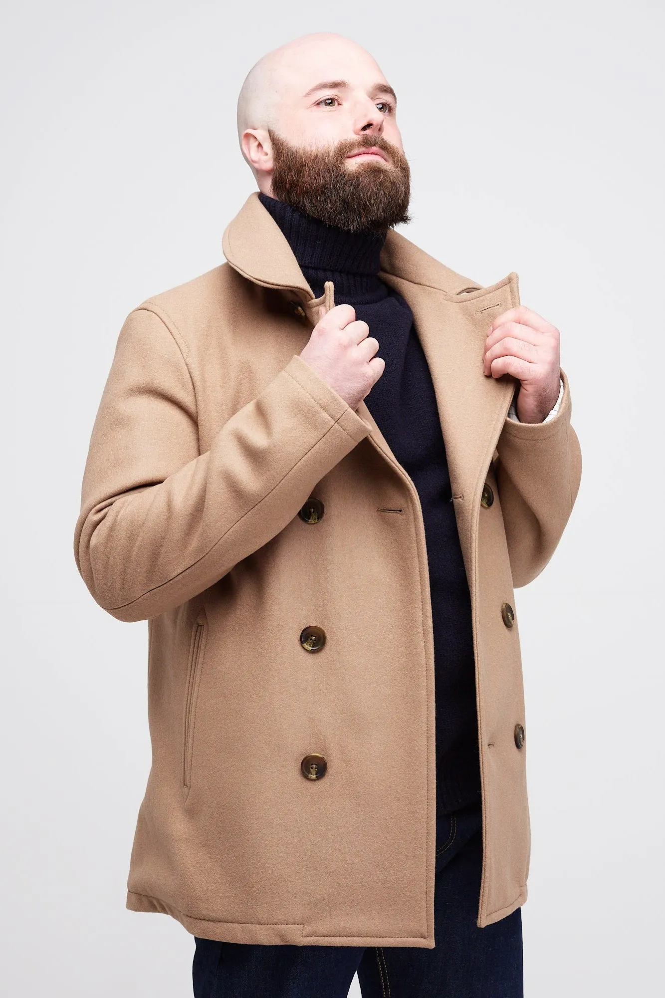 Men's Wool Peacoat - Camel