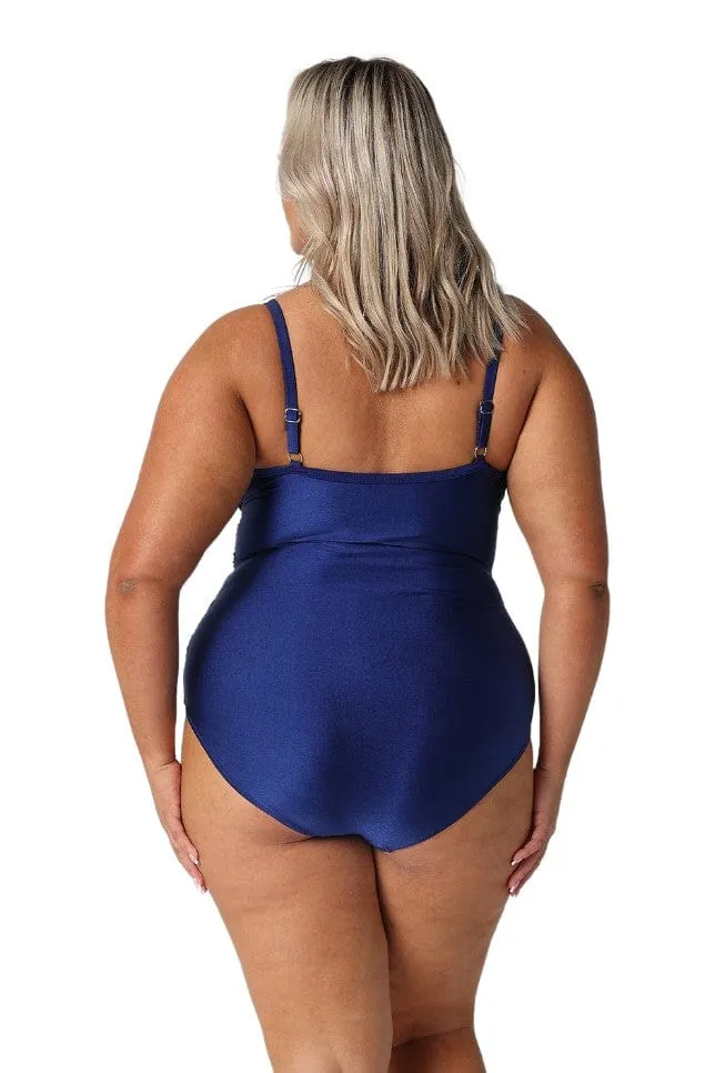 Metallic Navy Criss Cross One Piece