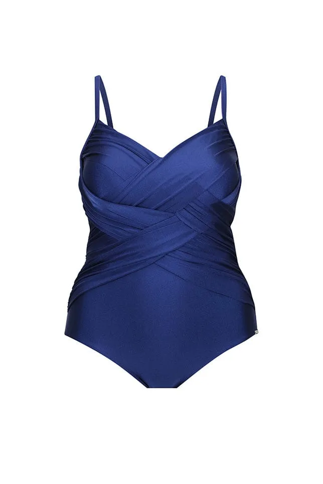 Metallic Navy Criss Cross One Piece