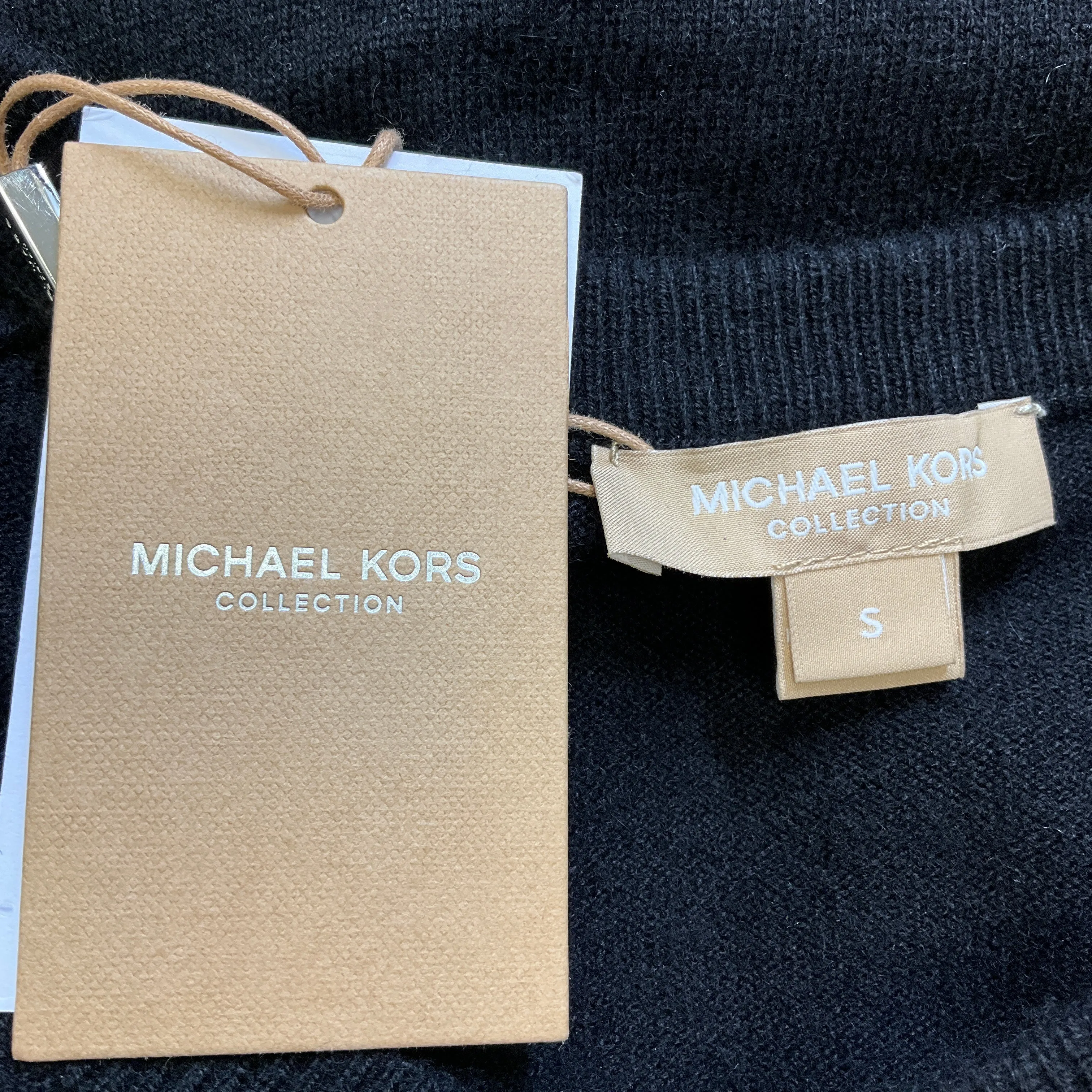 Michael Kors Collection Black Cut-Out Detail Long Sleeved V-Neck Cashmere Knit Sweater