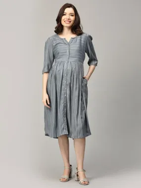 Midnight Muse Striped Maternity And Nursing Dress