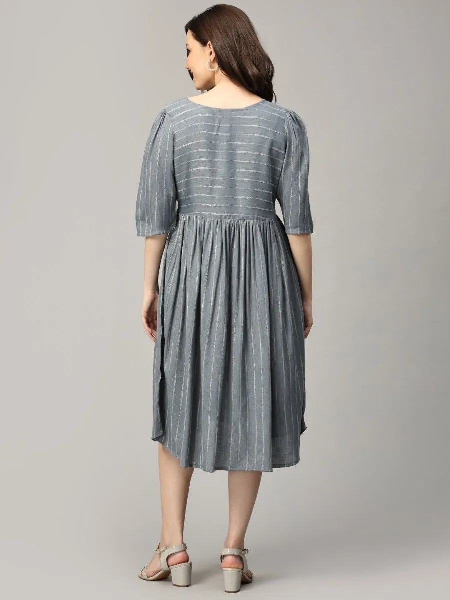 Midnight Muse Striped Maternity And Nursing Dress