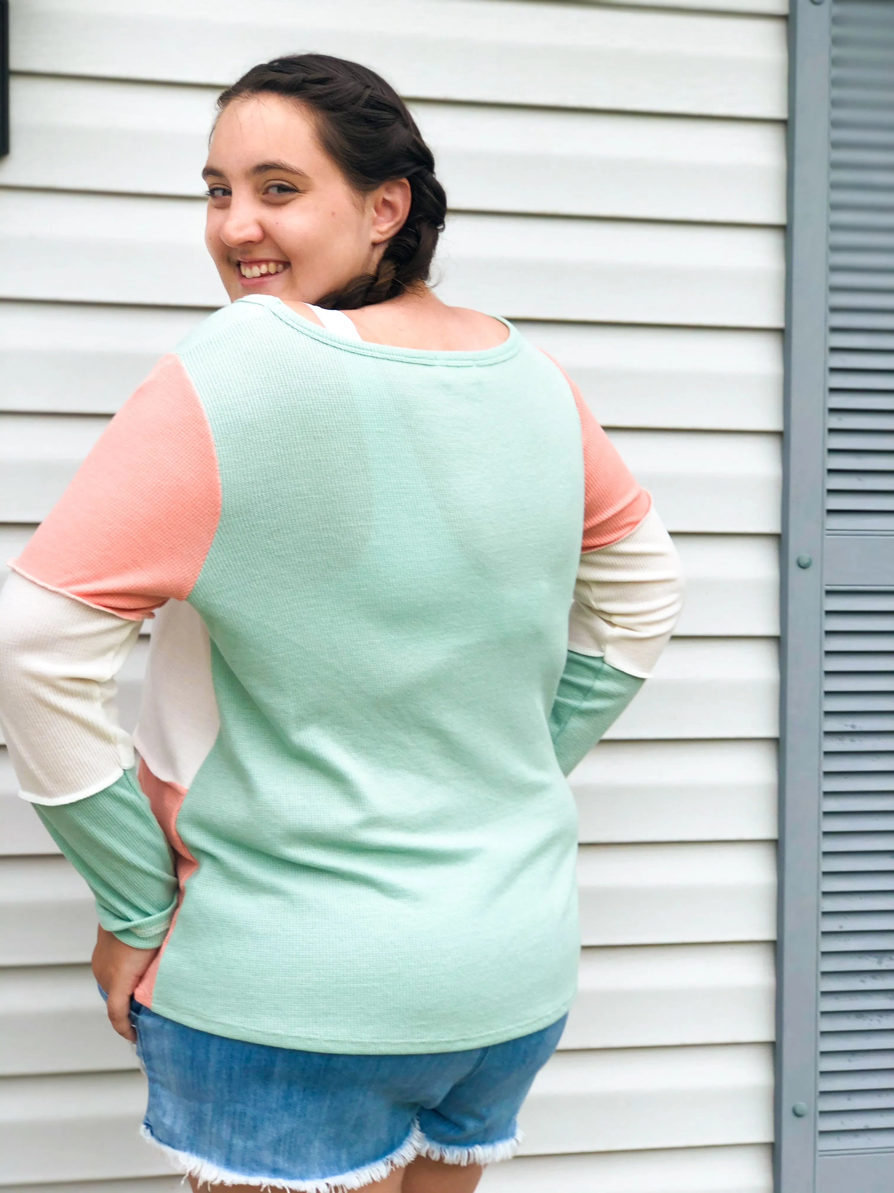 Mint   Peach Soft Summer Sweater