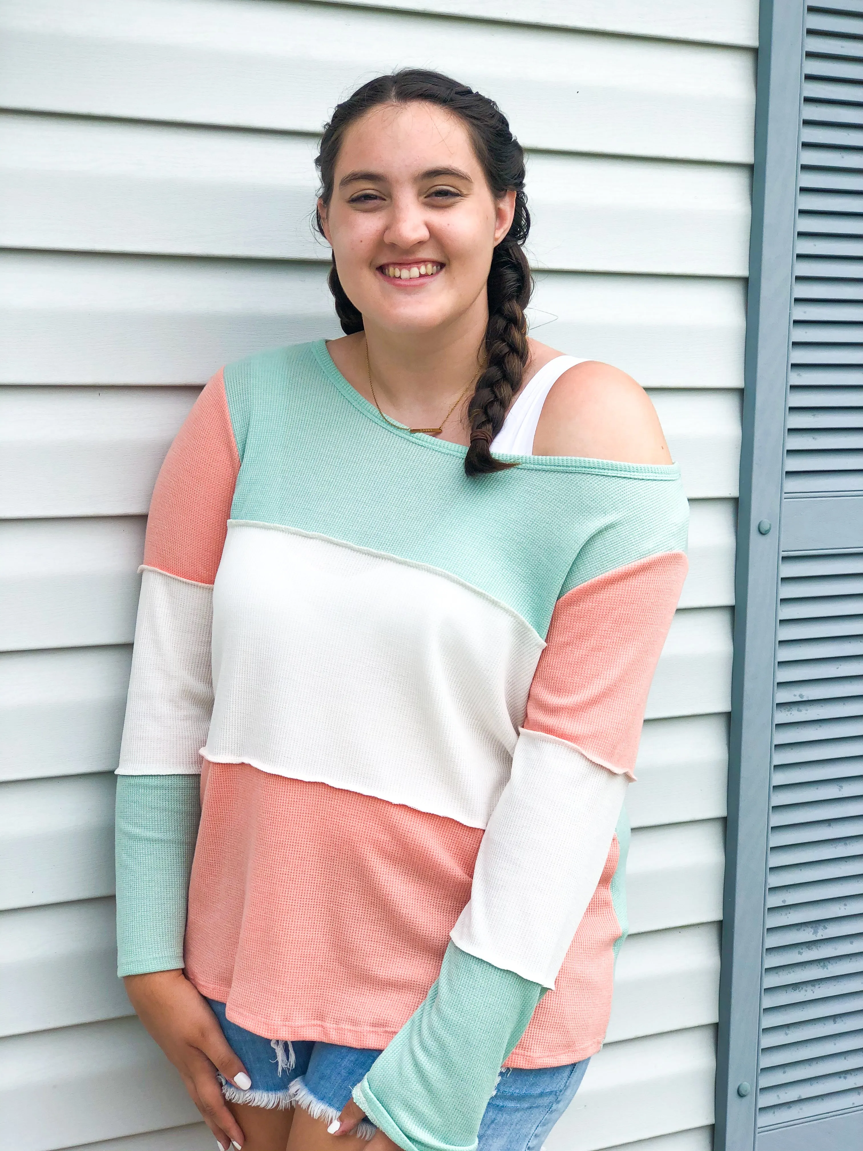 Mint   Peach Soft Summer Sweater