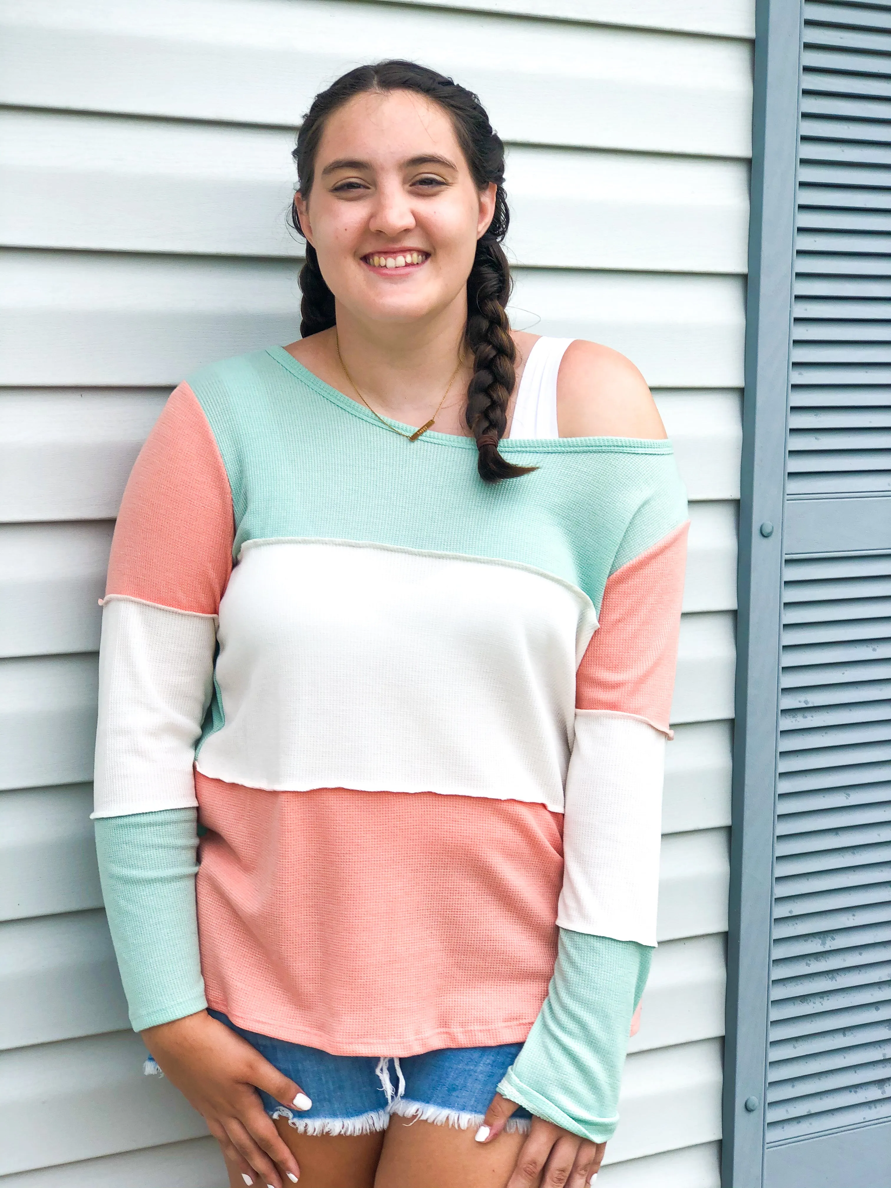 Mint   Peach Soft Summer Sweater