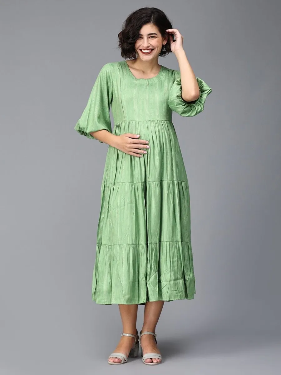 Mint To Impress Maternity And Nursing Maxi Tier Dress