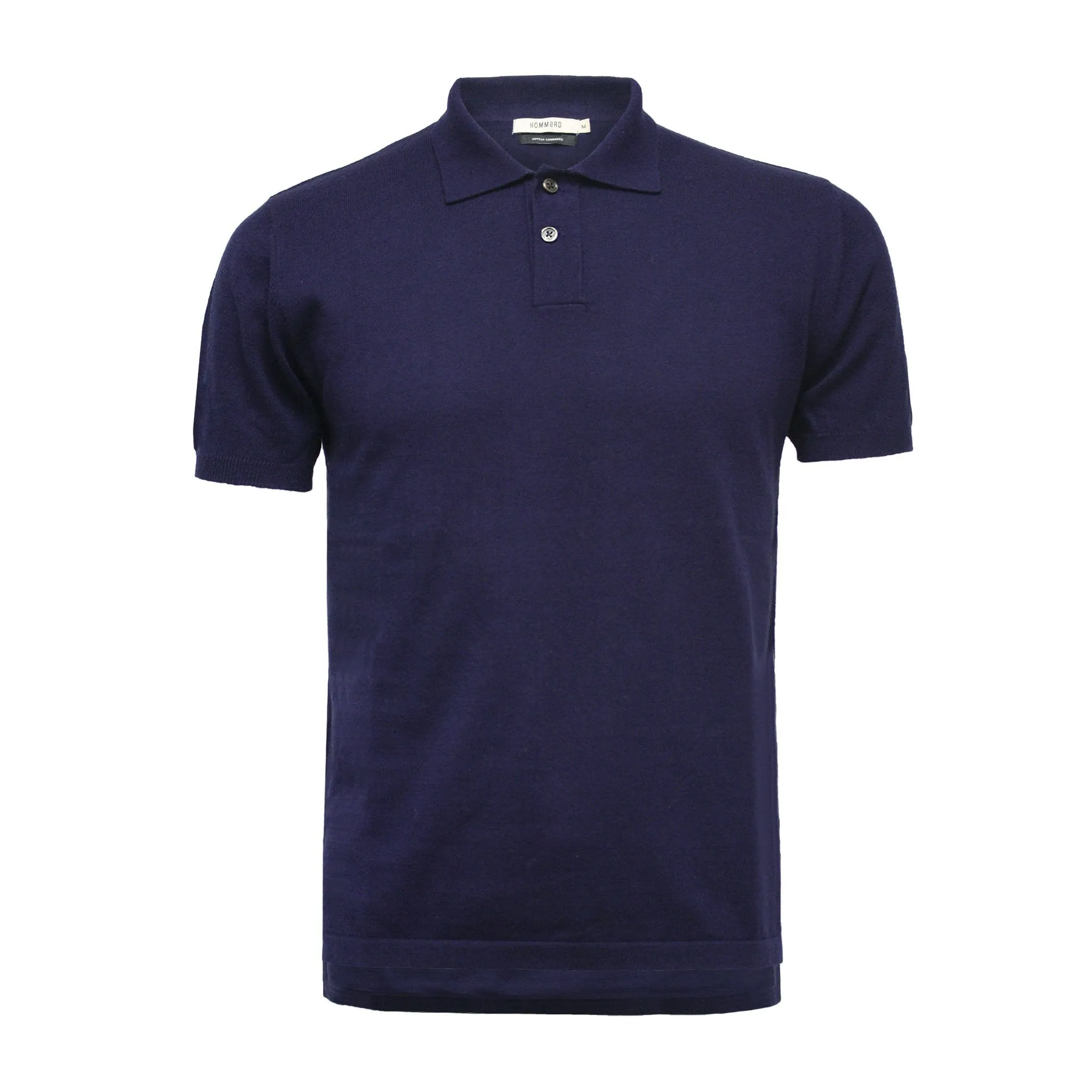 Navy Cashmere Polo Shirt Hampton in Cotton Cashmere